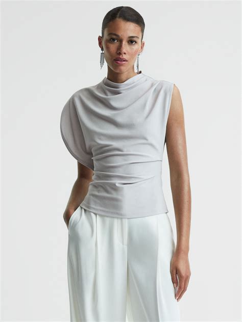 celine asymmetric top|ASYMMETRIC DRAPED TOP IN VISCOSE SABLÉ .